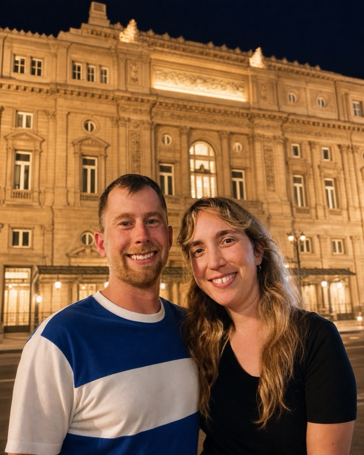 Us in front of Teatro Colón, Buenos Aires